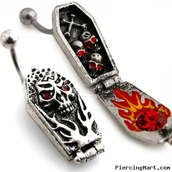 Hinged openable coffin belly ring