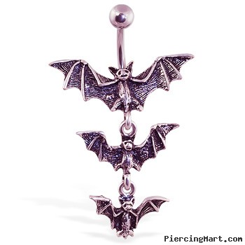 Gothic bat dangle belly ring