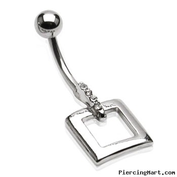 Navel ring with dangling square