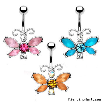 Fancy Frosted Butterfly Belly Ring