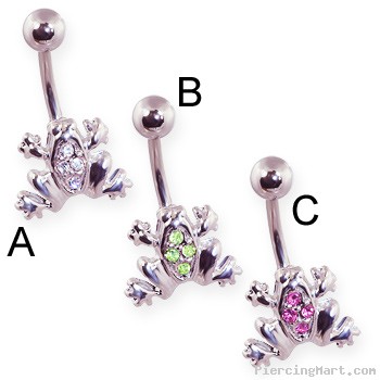 Pave jeweled frog belly ring