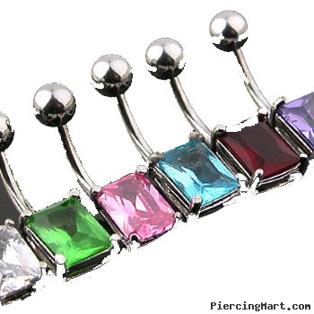 Large jeweled square belly ring