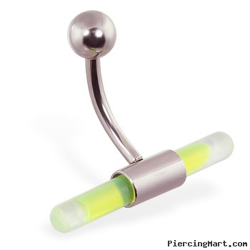 Belly ring with glow stick holder