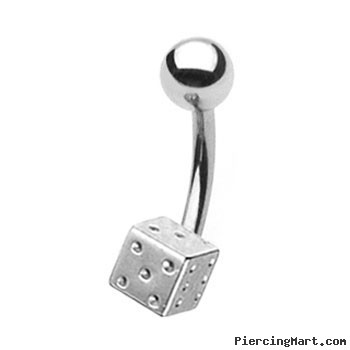Stainless steel dice belly ring