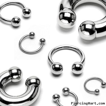 Stainless steel circular (horseshoe) barbell, 00 ga