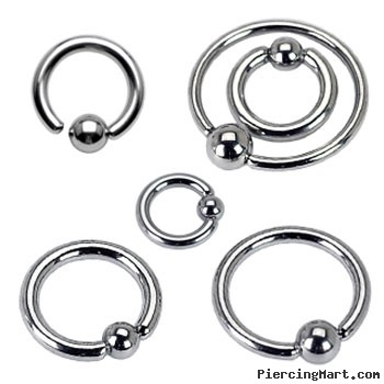 316L Surgical Steel One Side Fixed Ball Ring, 16ga