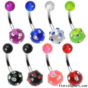 Acrylic UV belly ring with multiple gems