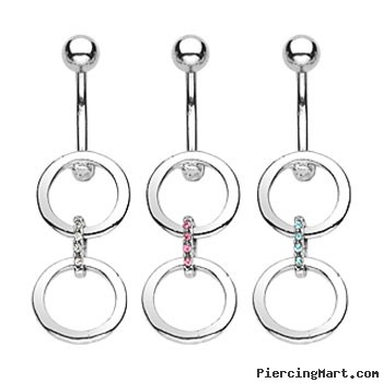 Navel ring with dangling linked circles