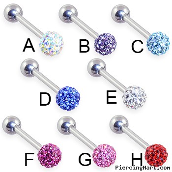 Straight barbell with crystal paved ball