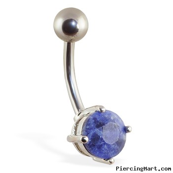 Navel ring with Lapis Lazuli stone