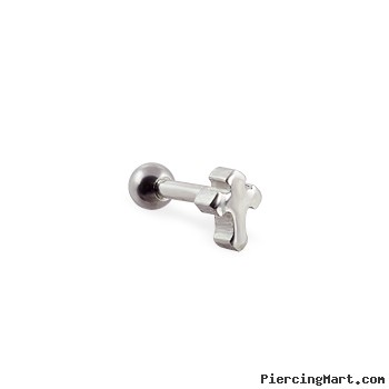 Steel cartilage barbell with cross top, 16 ga