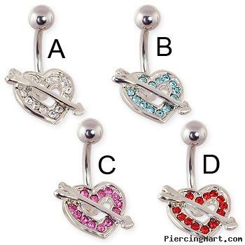 Heart and arrow navel ring