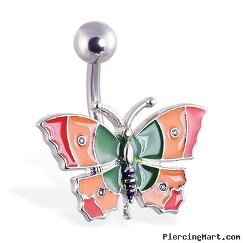 Colorful butterfly belly ring