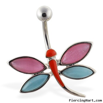 Colorful dragonfly belly ring