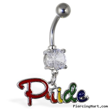 Navel ring with dangling rainbow "Pride"