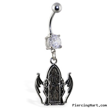 Navel ring with dangling door and demons