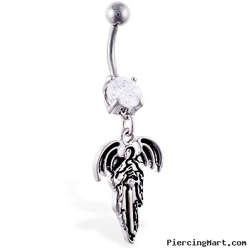 Navel Ring with Dangling Angel with Sword