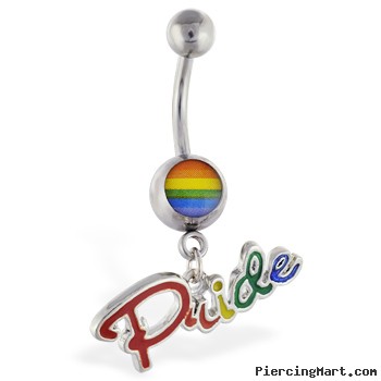 Navel ring with dangling rainbow "Pride"