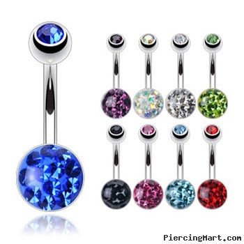 Crystal paved dome belly ring