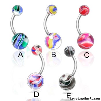 Multi-colored marble navel ring