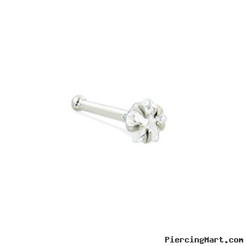 Sterling silver nose stud with star shaped gem, 20 ga