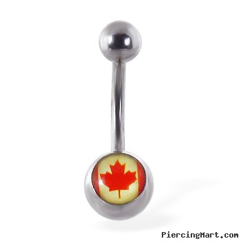 Navel ring with Canadian flag logo