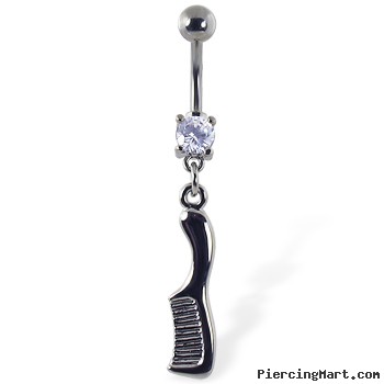 Navel ring with dangling comb