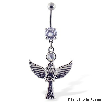 Navel Ring with Dangling Angel