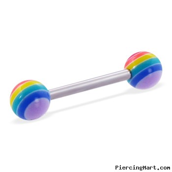 Rainbow tongue ring, 14 ga