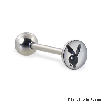 Playboy Bunny logo straight barbell, 14 ga