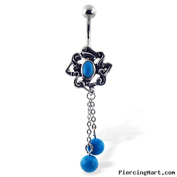 Light blue chandelier belly button ring