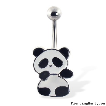 Panda belly ring with movable body