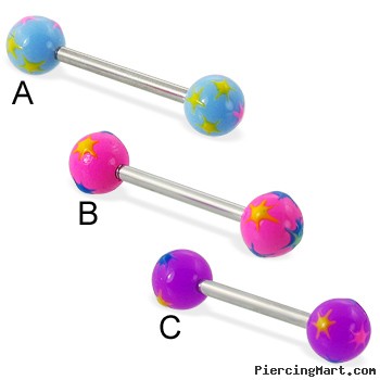 Straight barbell with multicolored stars