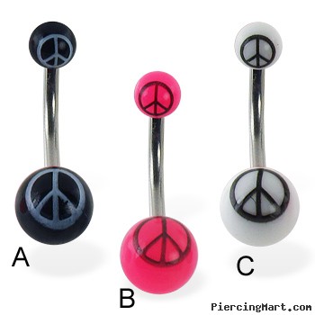 Belly ring with double peace logo