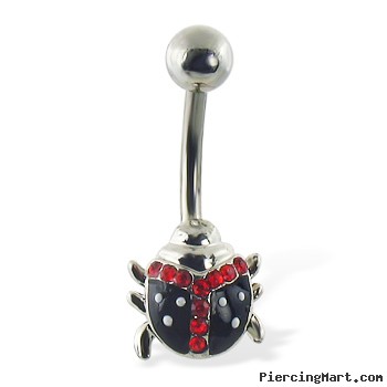 Lady bug belly button ring