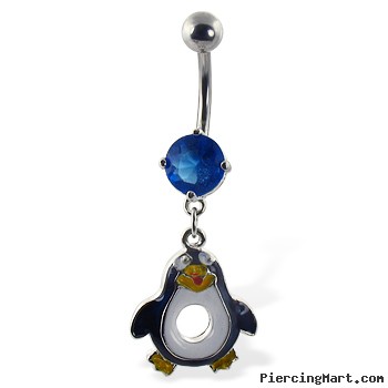 Belly Ring with dangling penguin