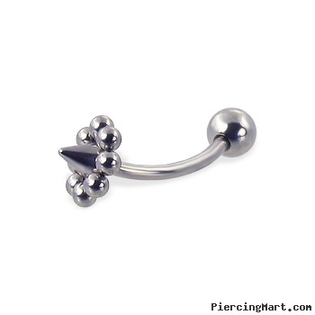 Ball and flower cone curved barbell, 16 ga