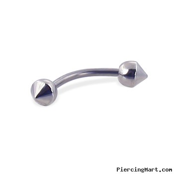 Ball-cone curved barbell, 16 ga