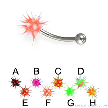 Koosh and steel ball eyebrow ring, 18 ga