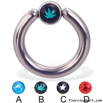 Captive bead ring with logo ball, 8 ga