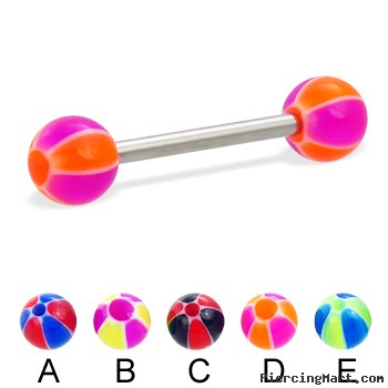 Straight barbell with balloon balls, 14 ga