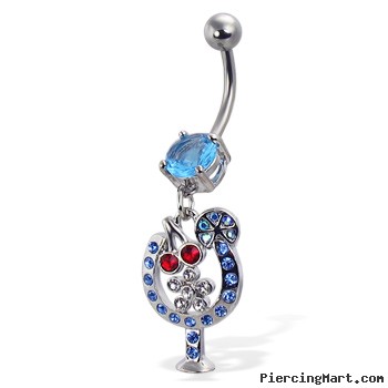 Jeweled cocktail belly button ring