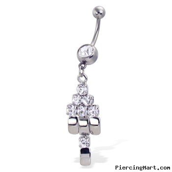 Belly Button Ring with Jeweled Dangle