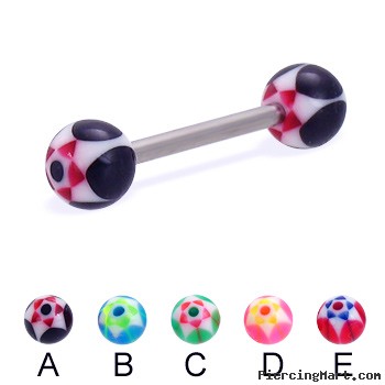 Straight barbell with acrylic star balls, 14 ga