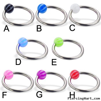 Captive bead ring with beach ball, 14 ga