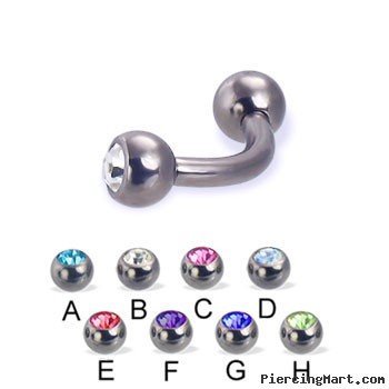 Titanium jeweled curved barbell, 12 ga