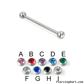 Long Barbell (Industrial Barbell) with Jeweled Balls, 12 Ga