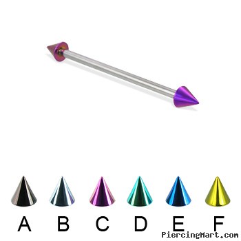 Long barbell (industrial barbell) with colored cones, 12 ga