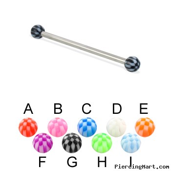 Long barbell (industrial barbell) with checkered balls, 12 ga