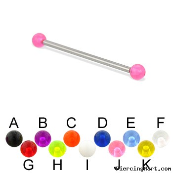 Long barbell (industrial barbell) with UV balls, 12 ga